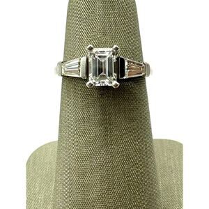Platinum Emerald Cut 1.44cttw Diamond with side Diamonds Ring (15835)